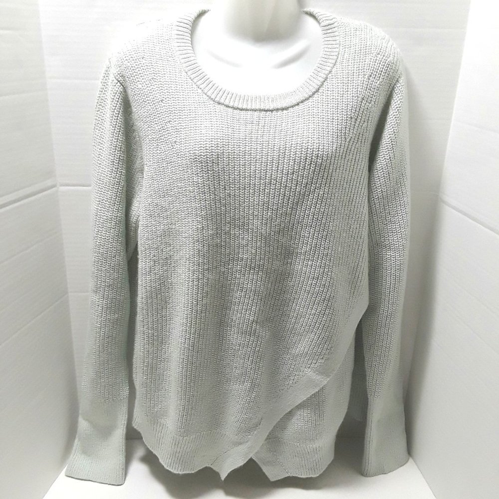 Banana Republic Wool Blend Popover Knit Sweater Butterfly Front Dusty Aqua XL